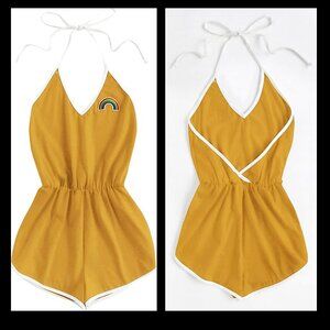 Sweaty Rocks Women's Halter Sleeveless Short Jumpsuit Rompers Backless Playsuit